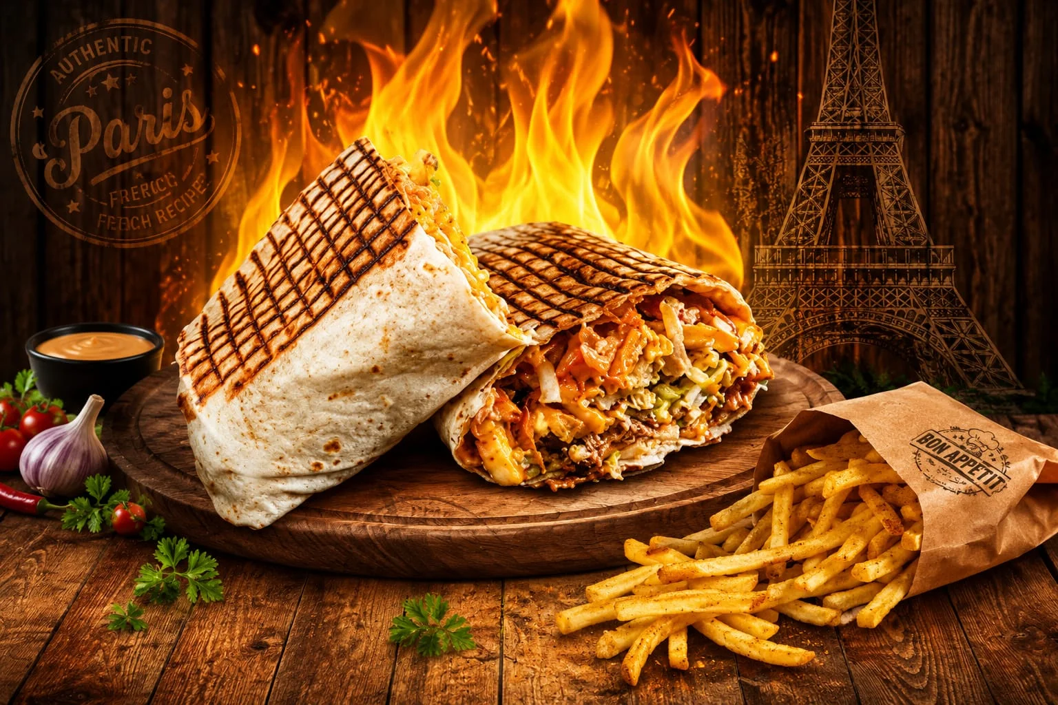 Taco XXL: pollo, cordero y nuggets Gratinado